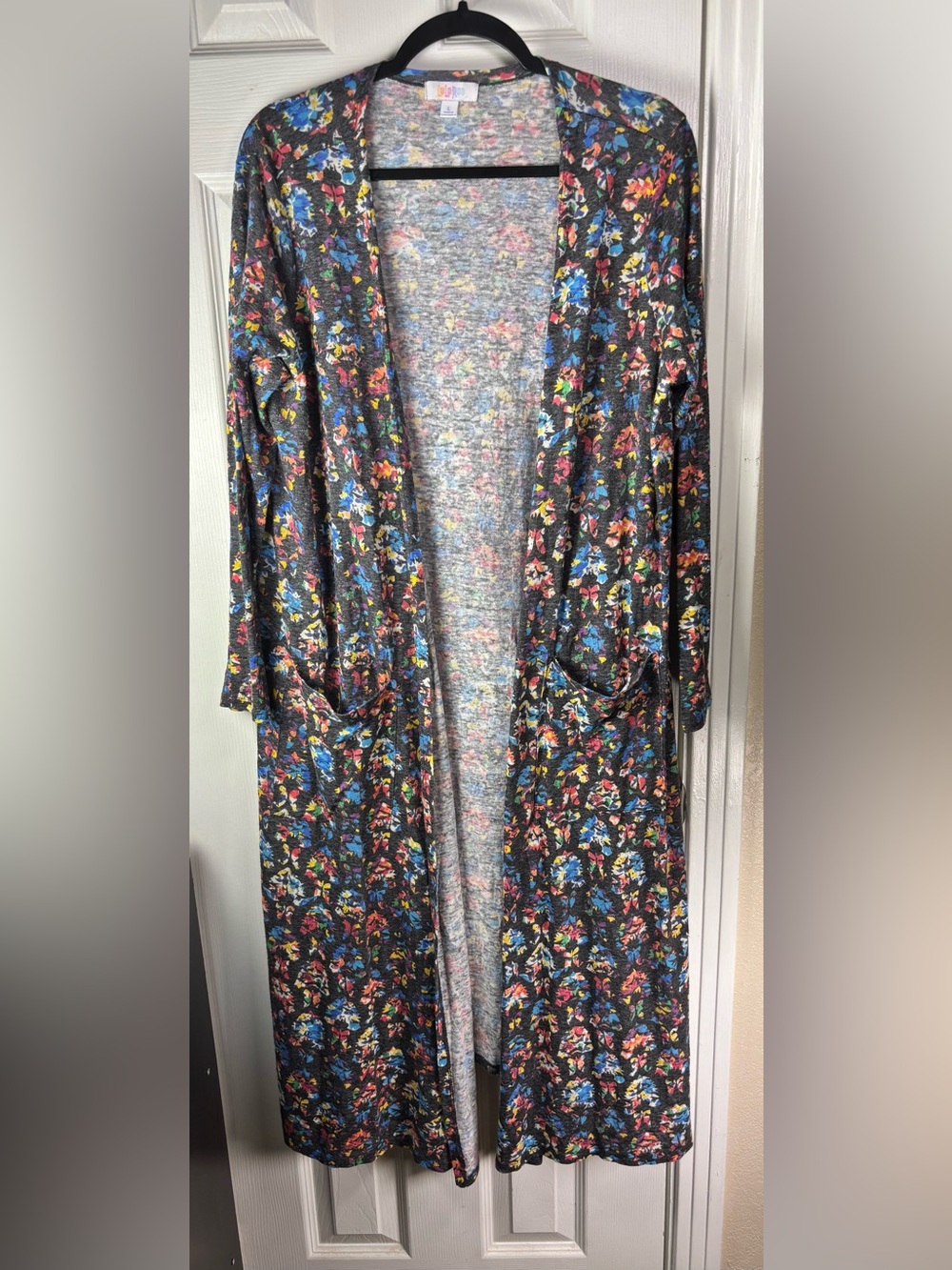 LuLaRoe Multi-Color Floral Open-Front Long Cardigan